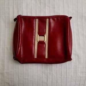 Black leather shoulder bag.